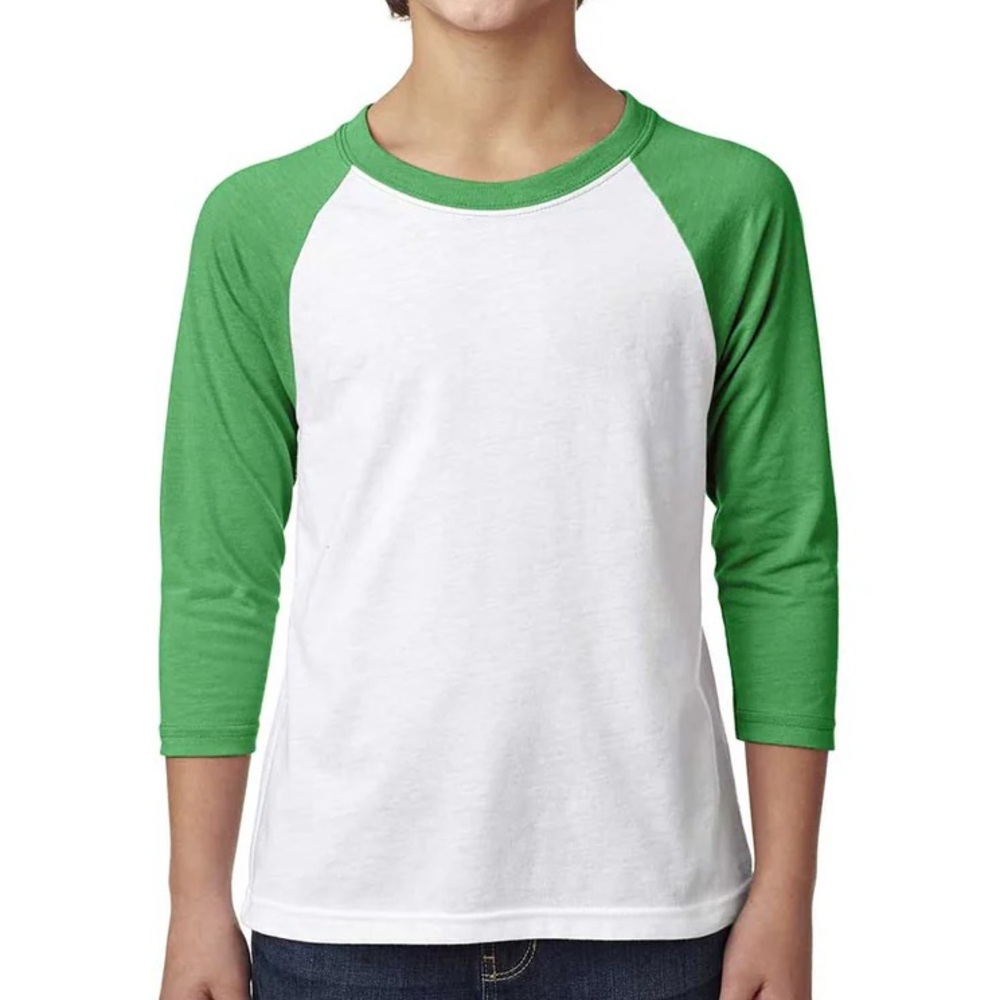 Next Level 3352 Youth CVC green 3/4-Sleeve Raglan